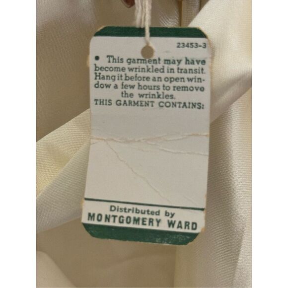 Vintage 60s Montgomery Ward Cream Satin Dressing Gown Robe 16 - Picture 9 of 12
